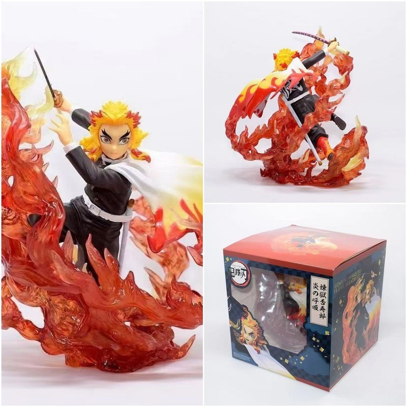 Rengoku Kyojuro Cool Flame Breathing Battle Action Figure Anime Statue PC Case Ornament Anime