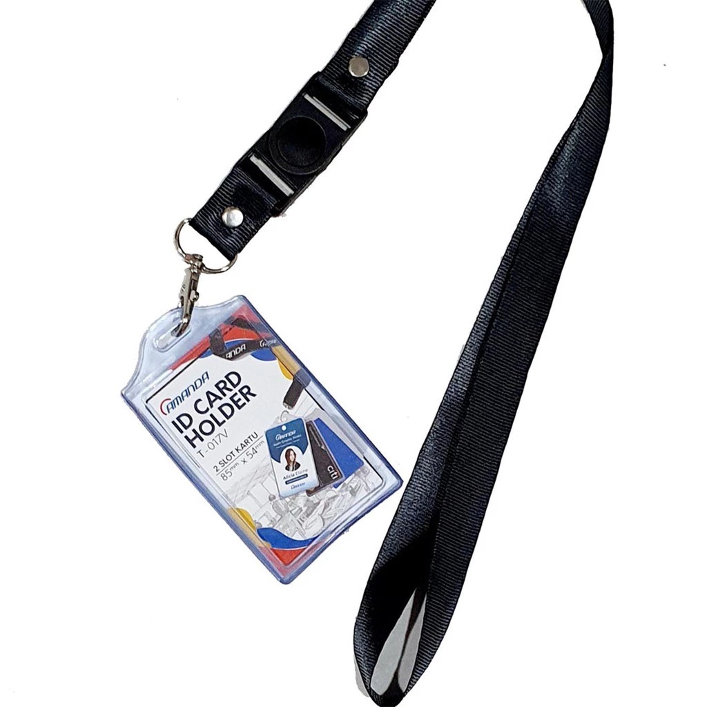 HOLDER ID CARD NAME TAG TEMPAT KARTU TALI LANYARD POLOS BISA UNTUK FLASH BCA EMONEY BRIZI KARTU