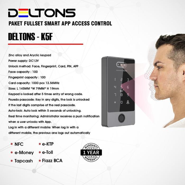 Face Recognition Smart Access Control Deltons K5F Akses Wajah Fingerprint Dropbolt RFID TTlock