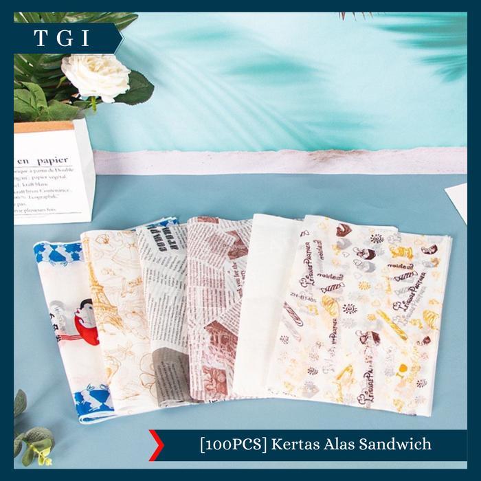 Tgi - [100 Pcs] Pembungkus Roti Estetik Serbaguna Baking Wrap Paper Kertas Alas Burger Sandwich