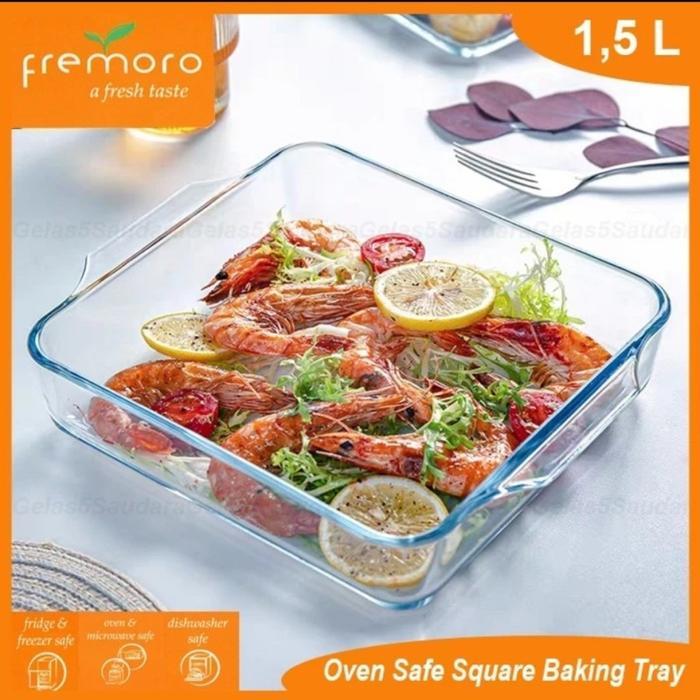 FREMORO Loyang Kaca Square 1.5L/Loyang Baking/ Baking Dish Square