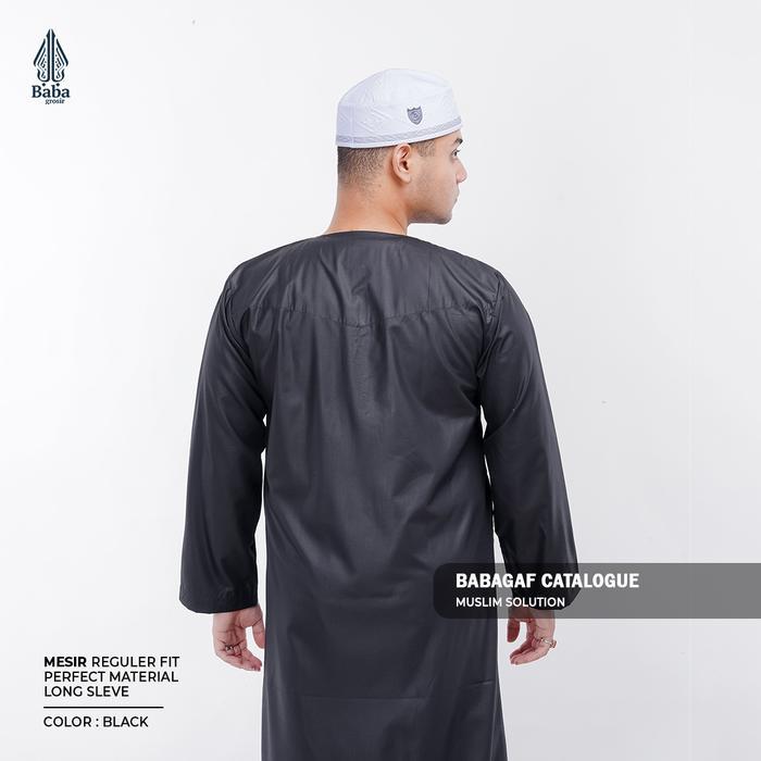 Gamis Jubah Pria Mesir Tanpa Kerah Babagaf Lengan Panjang