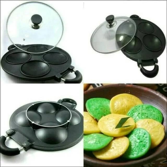 Cetakan 4 Lubang Cekung / Cetakan Bikang / Cetakan Serabi / Cetakan Kue Anti Lengket / Pan Cake /