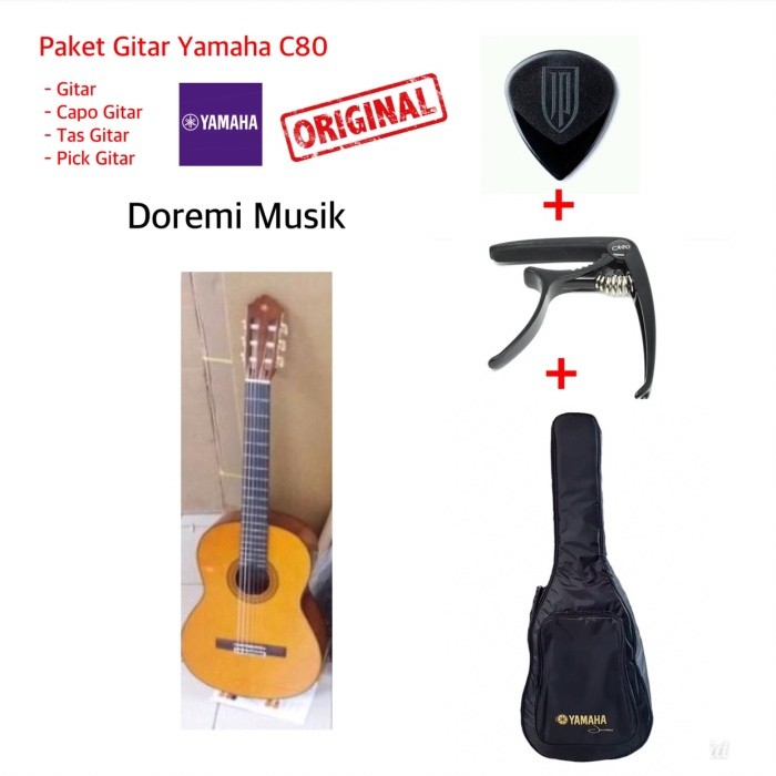 Paket Gitar Akustik Yamaha C80 Original resmi