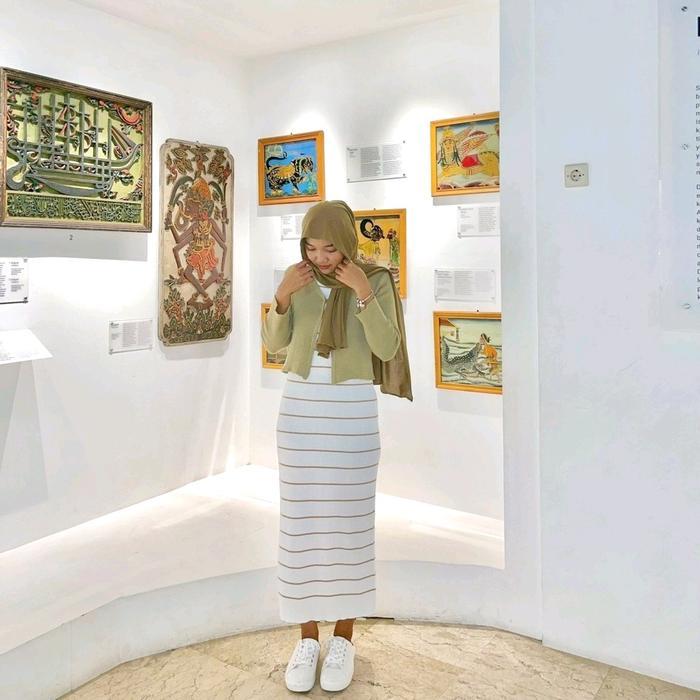 READY Long Dress Rajut Wanita Basic Inner Span Strip Tanpa Lengan - 2 ukuran Casual Garis G00D