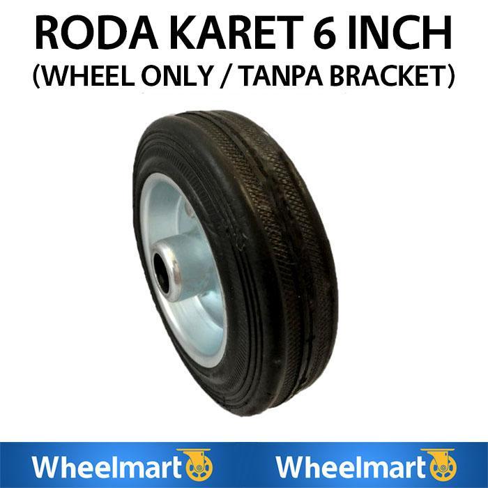 Roda Troli Karet 6 inch (Roda saja, Hidup, Mati, Rem)