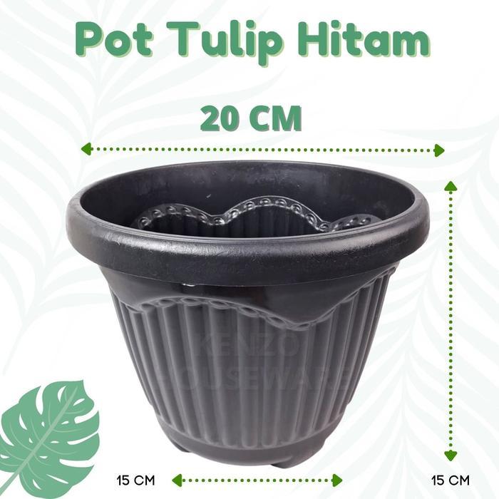 Pot Bunga Plastik 20 25 30 35 40 45 50 CM Pot Hitam Putih Tebal KUAT ALOT