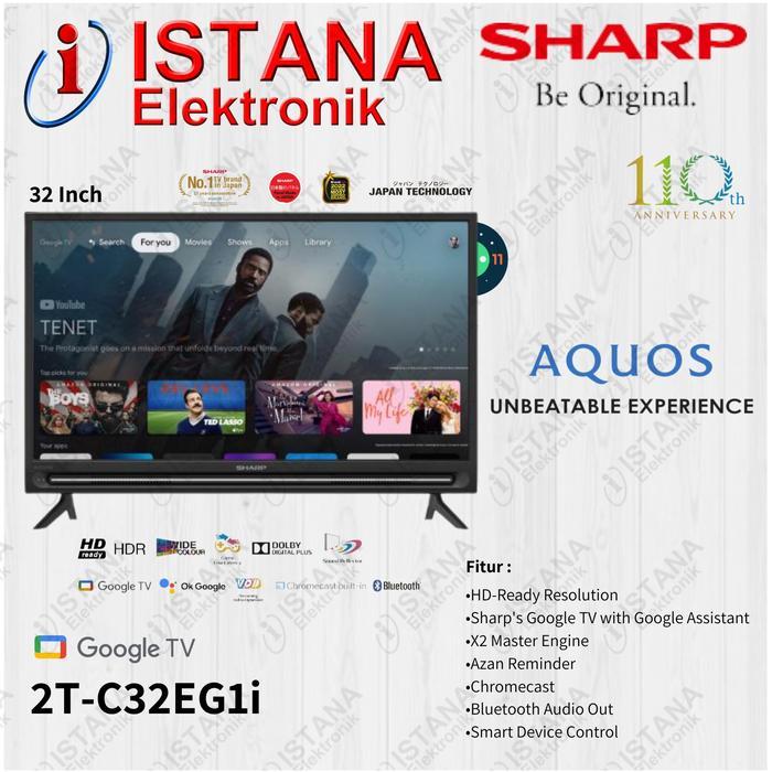 SHARP GOOGLE TV 32 INCH ANDROID 11 DIGITAL TV 2T-C32EG1i