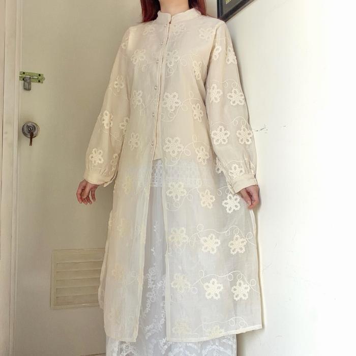 Asaya Tunik Gamis dress Top atasan blouse kemeja wanita panjang full furing bordir kerja wisuda