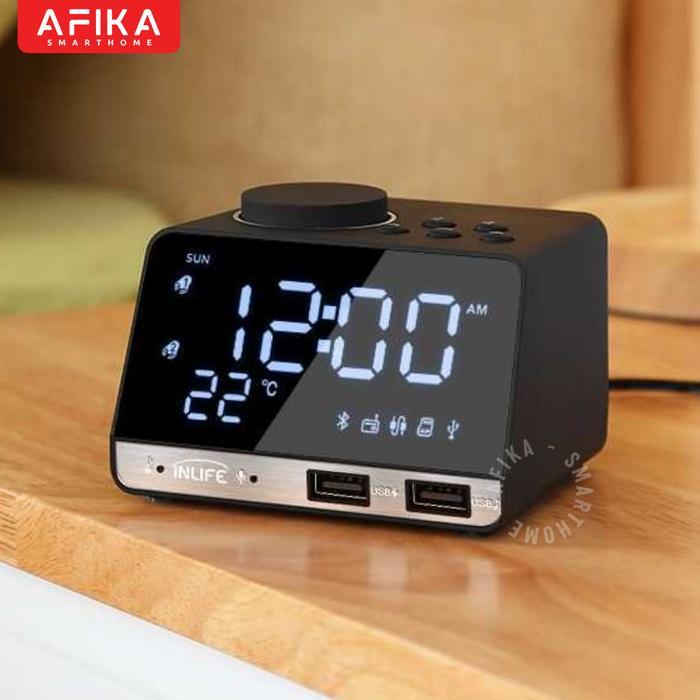 Jam Meja Jam Weker Dengan Speaker Bluetooth Radio USB Charge