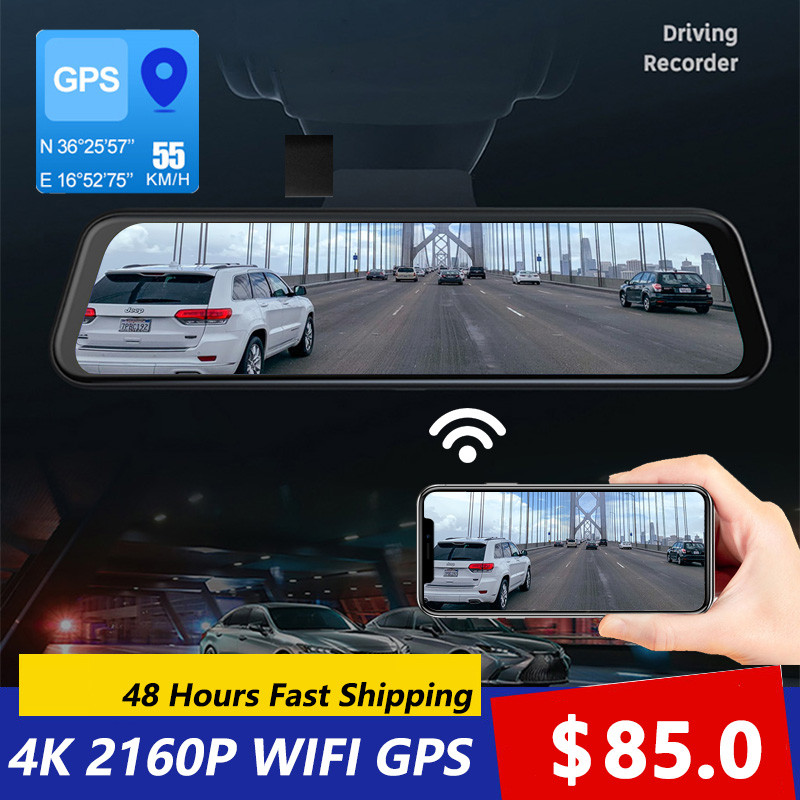 12 Inch 4K Car DVR Rearview Mirror GPS WIFI Dash Cam S00ny IMX415 G-Sensor Dash Camera Rear Camera A