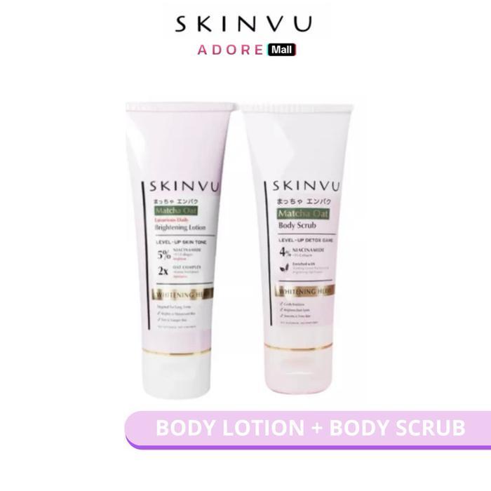 Skinvu Whitening Glowing Set Body Care - Body Scrub (Lulur Pemutih) & Body Lotion (Serum Infused)