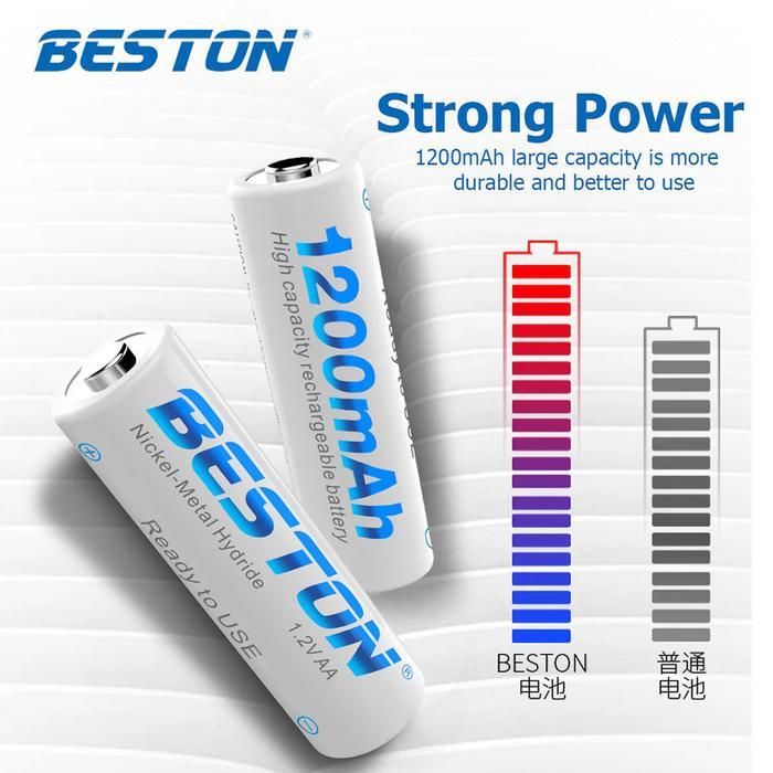 RA- Beston Batu Baterai Battery AA Charge Cas rechargeable AA 1200Mah/AAA 600Mah + Quick Charger