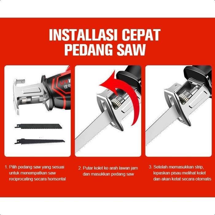 Reciprocating Chainsaw Gergaji Saw Cordless / Gergaji Mesin / Mini Chainsaw / Cordless Reciprocating