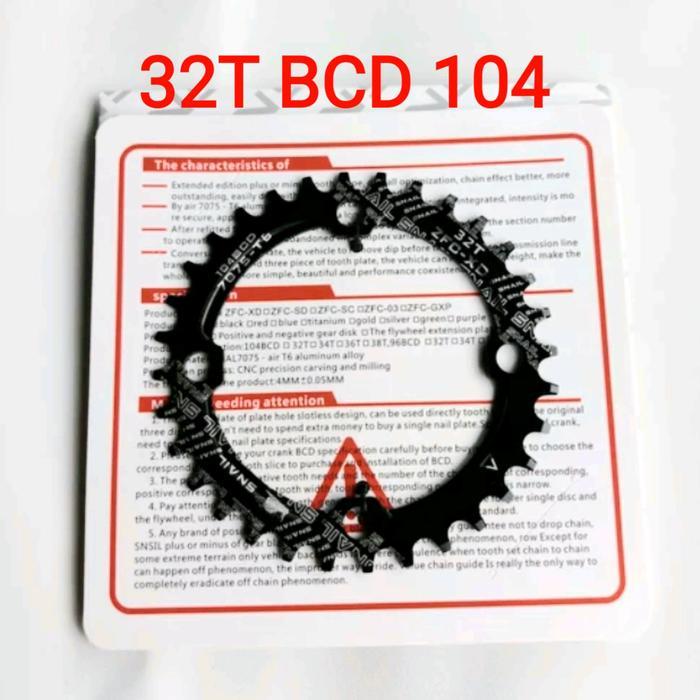 SNAIL CHAINRING 32T BCD 104 NARROW CHAIN RING ARM CRANK BCD 104 SEPEDA