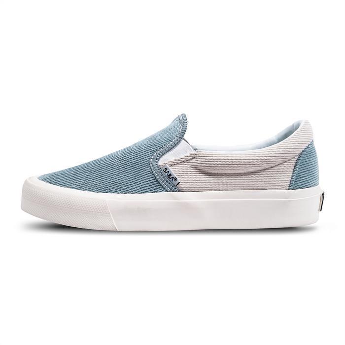 Aerostreet - Corduroy Slip On Blue Half White - Sepatu Sneakers Sepatu Kasual Pria Sepatu Kasual