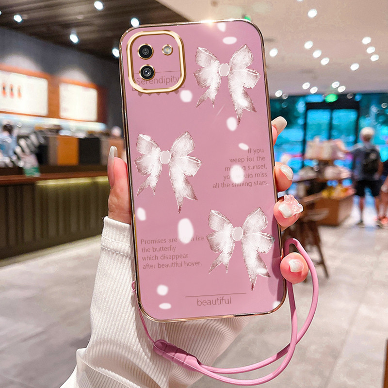 Casing Hp Untuk Samsung Galaxy A03 A03s A03 Core Case Casing HP Kupu-kupu putih pola plating shell K