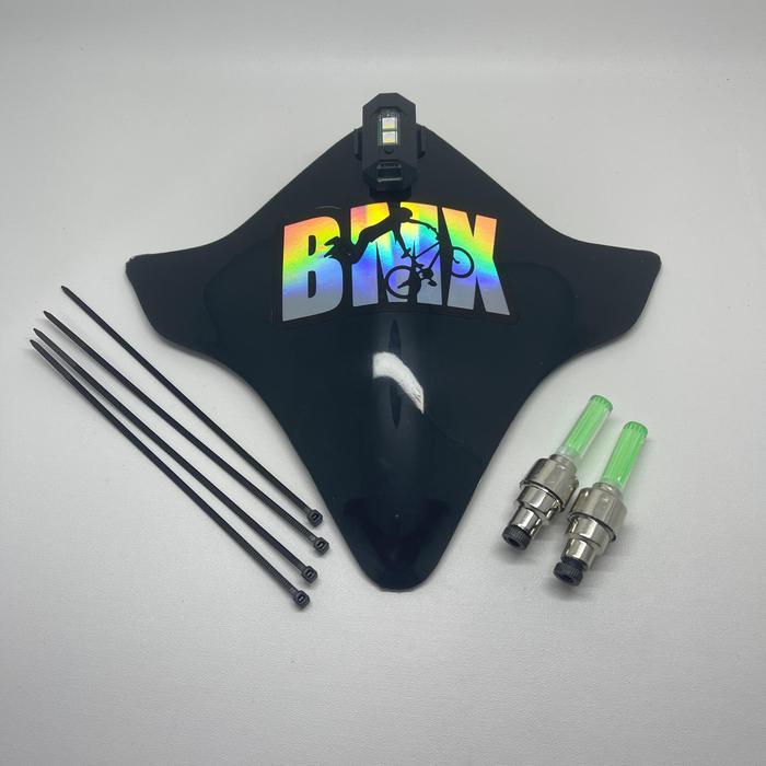 PAKET VISOR SEPEDA BMX + STIKER HOLOGRAM BMX + LAMPU TEMPEL + LAMPU TUTUP PENTIL NYALA