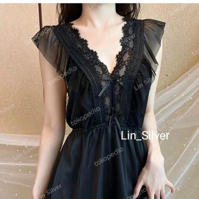 Diskon s Lingeri Dress Baju Gaun Tidur Seksi Cantik Transparan M L