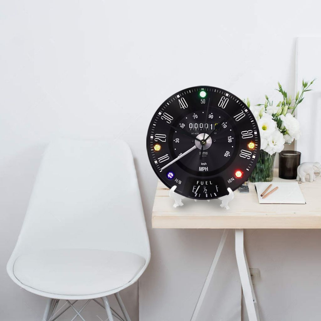 Classic Mini Smiths 90 MPH Speedometer Wall Clock Room Decoration Silent Round Clock for Bedroom
