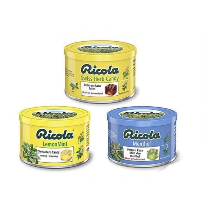 RICOLA 100G LEMON MINT / MENTHOL / ORIGINAL HERB 100 GR PERMEN RICOLA