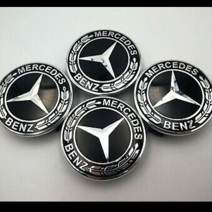 BEST SELLER 1SET Dop Velg Roda Emblem Mercedes Benz Padi Hitam 75mm DopRoda Mercy
