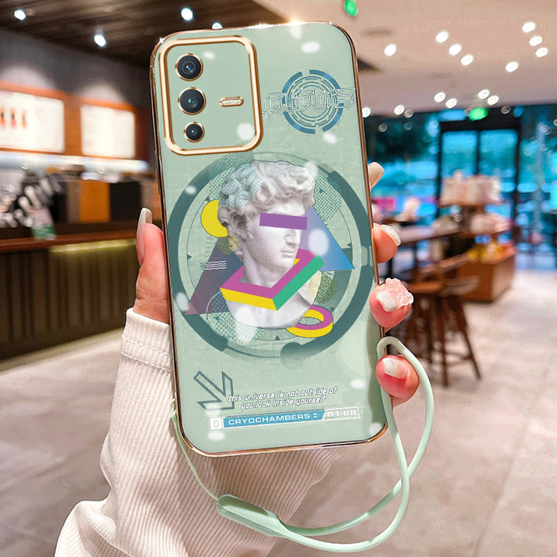 Casing Hp Untuk VIVO V23 5G V23i 5G V23E 5G V23E 4G Case Patung Seni Klasik Penyepuhan Cesing siliko