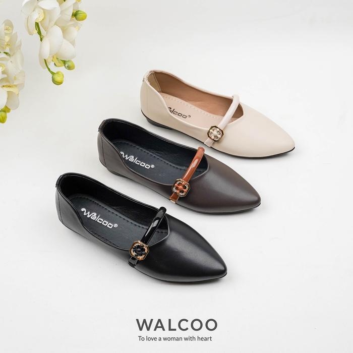 ASLI PO Walcoo Molina Flat Shoes Pointed Elegan untuk Gaya Simple & Classy READY STOCK