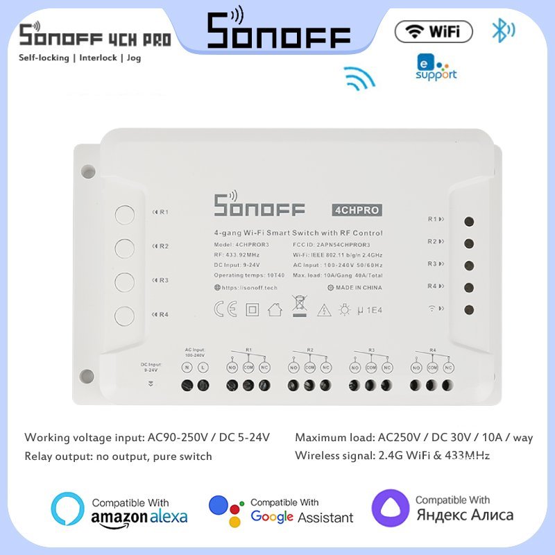 Sonoff 4CH Pro R3 10A /Gang 4 Channel Wifi Smart Switch 433 MHZ RF