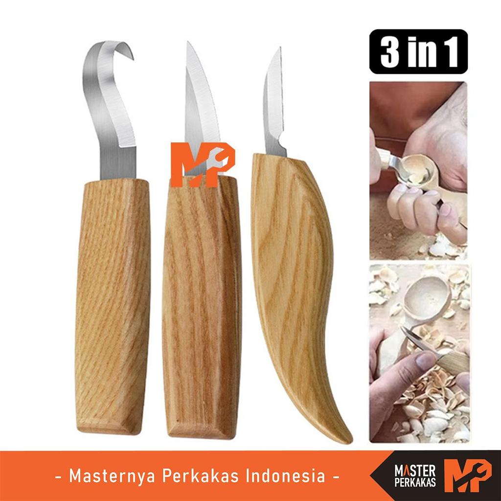 MP Ukir Pisau Raut Kayu 3in1 AK83 / Carving Wood Knife Set / Alat Berisi / Pahat Dapur Potong Model 