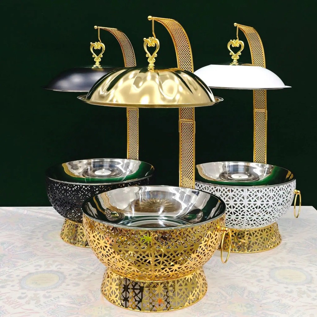 8L Gold Hanging Chafing Dish Chafing Dishes Alcohol Heating Chaffers Chafing Dish Food Warmer for