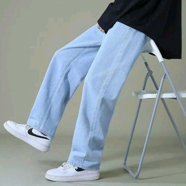 celana panjang loose pants highwaist - baggy cowok cewek unisex - wide leg - jeans gombrong Tebal