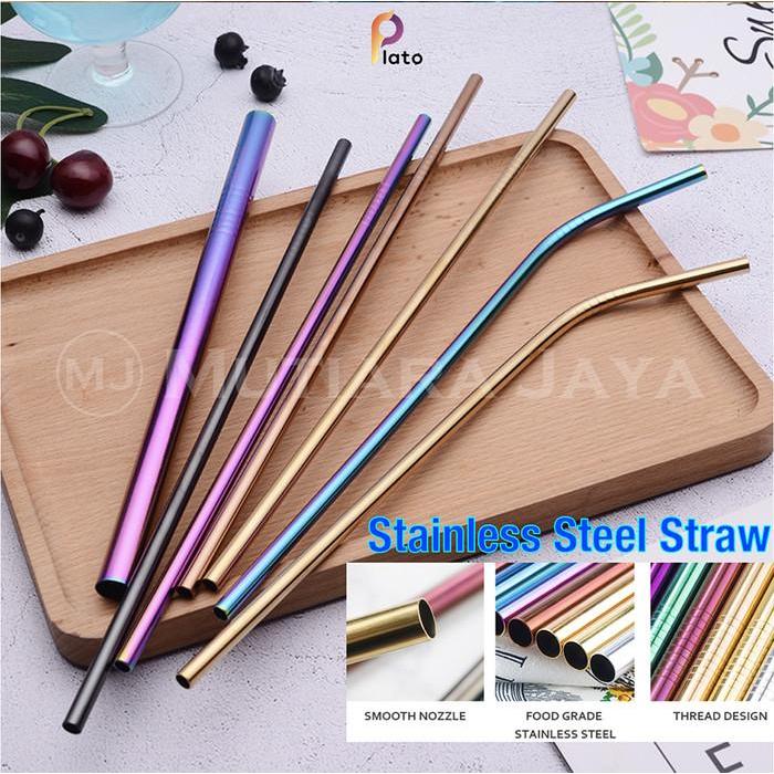 Plato Sedotan Stainless Steel Sedotan Minum Besi Stainles