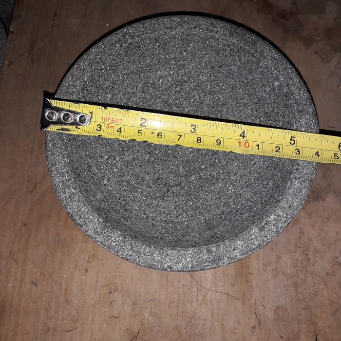 Cobek Batu Bubut Mesin Asli Dari Batu Tanpa Ulekan 14Cm Co