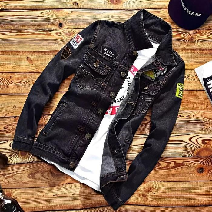 Jaket Jeans Model Emblem Black Bordiran