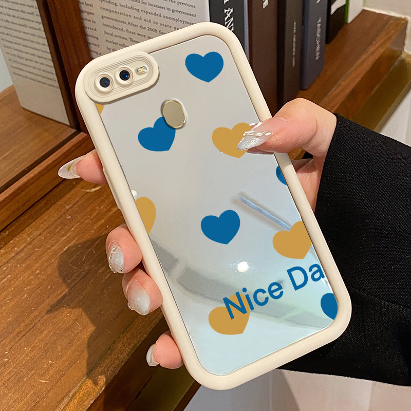 Casing Hp Untuk OPPO A7 OPPO A5s OPPO A12 OPPO A12S A11k Case Simple blue and yellow two-tone heart 