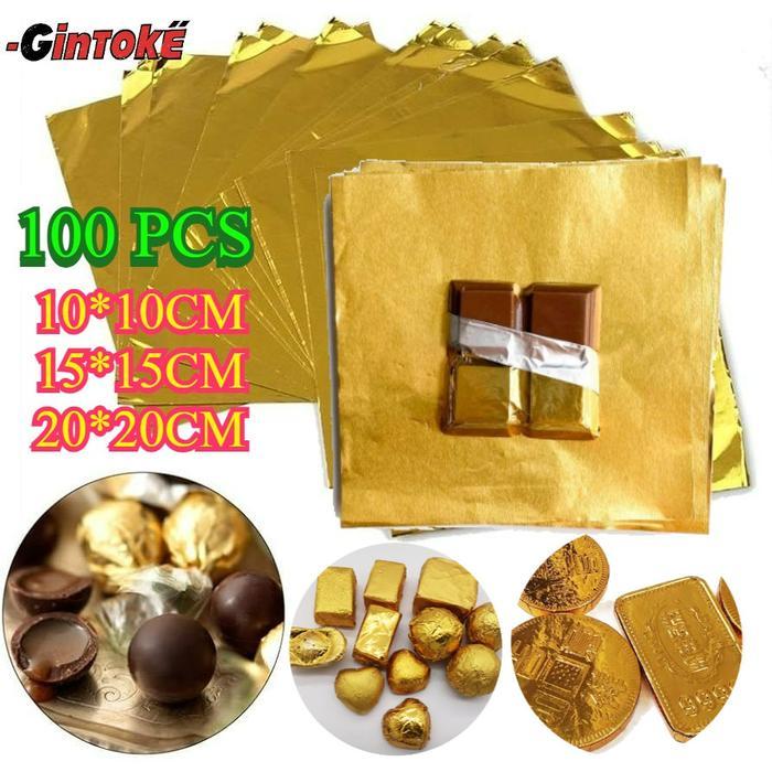 100 Lembar Foil Coklat Chocolate Foil Pembungkus Coklat Kertas Foil Bungkus Coklat/Kertas Emas