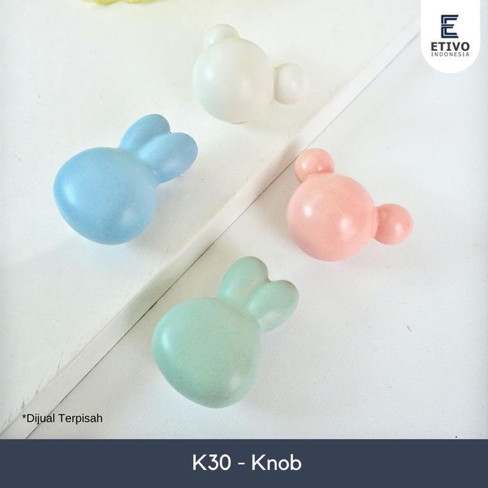 Etivo K30 Cabinet Door Knob Kids Handle Tarikan Pintu Kenop Laci Lemari Anak Karakter Bunny Mickey