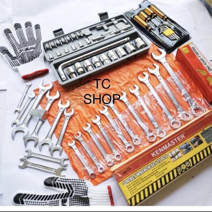 Kunci Ring Pas set + Kunci Sok 27 pcs+ Kunci Pas set+ Obeng set
