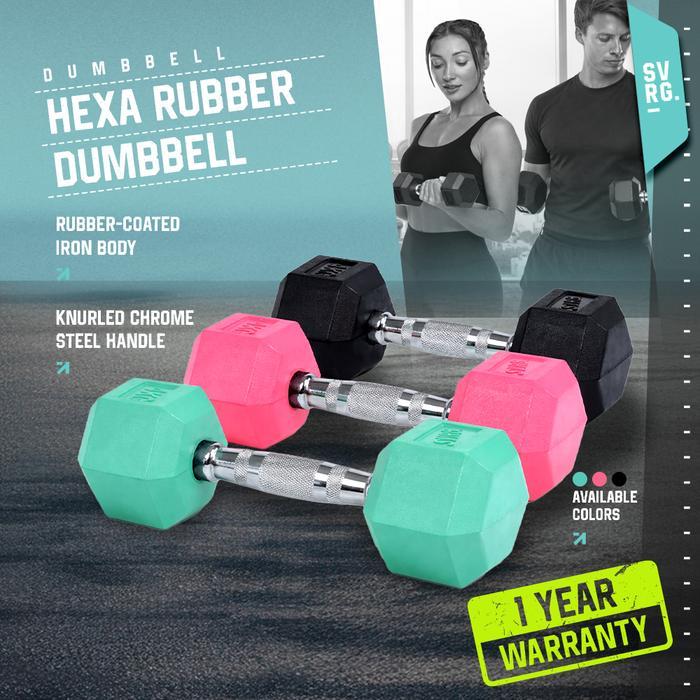 Svrg Hexagonal Dumbbell - Hexa Rubber Dumbbell - Hexa Dumbbell - Rubber Dumbbell Barbell