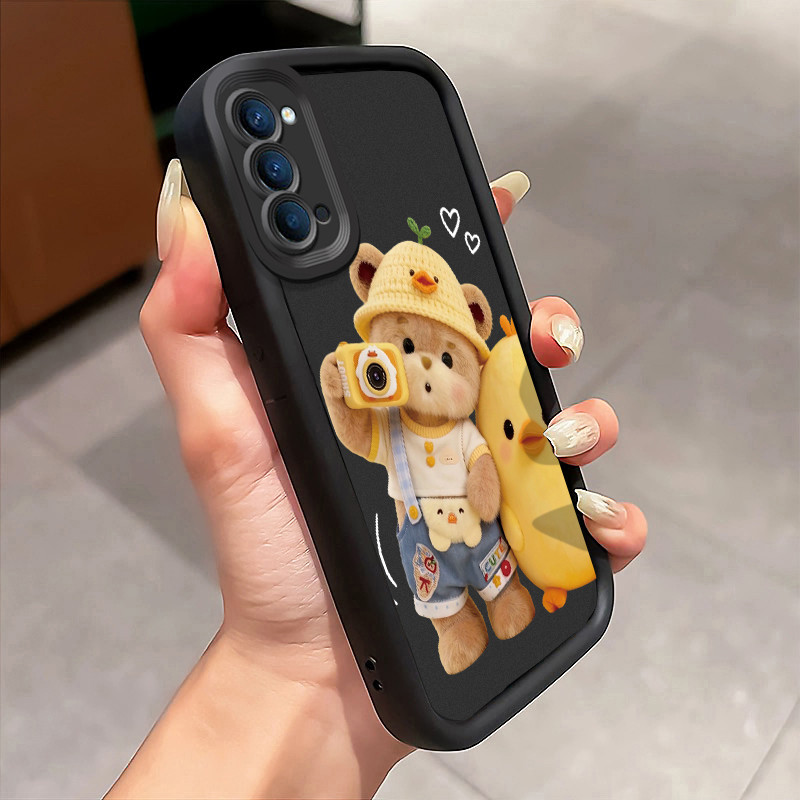 Casing Hp OPPO Reno 4 4G Reno4 Reno 4 5G Case Casing pola Beruang Kecil dan Ayam Kecil Kesing HP Ces