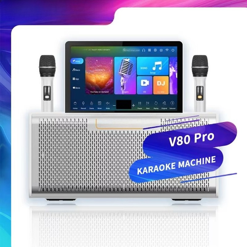 2025 All-in-one High Quality Smart Screen Karaoke Speaker With 2 Microphones for Party