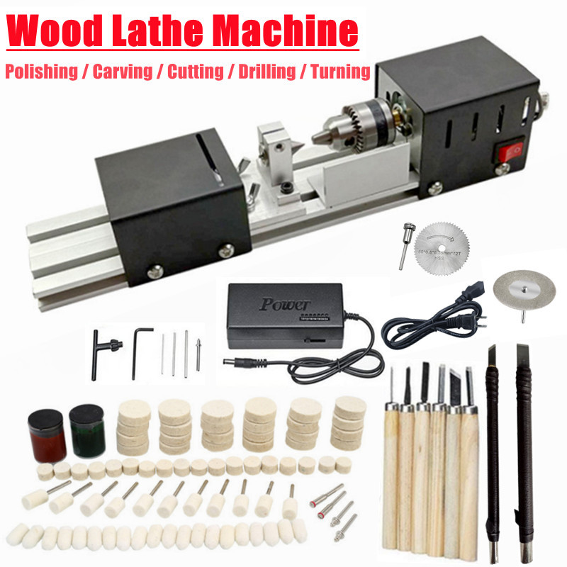 Mesin Pemoles Manik-manik Bubut Mini Mesin Putar Ukiran CNC Diy untuk Meja Pertukangan Kayu Alat DIY