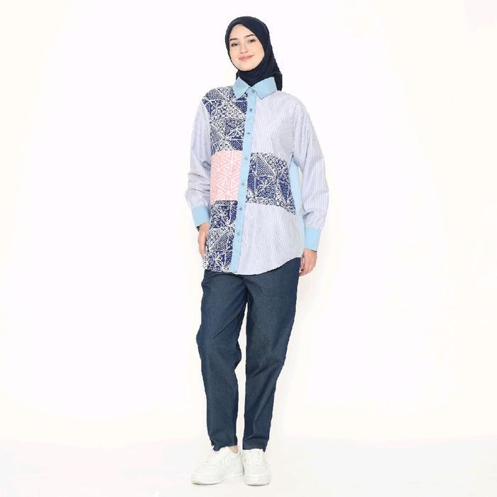 SAIARA MEGHA BIRU KEMEJA BATIK KOMBINASI