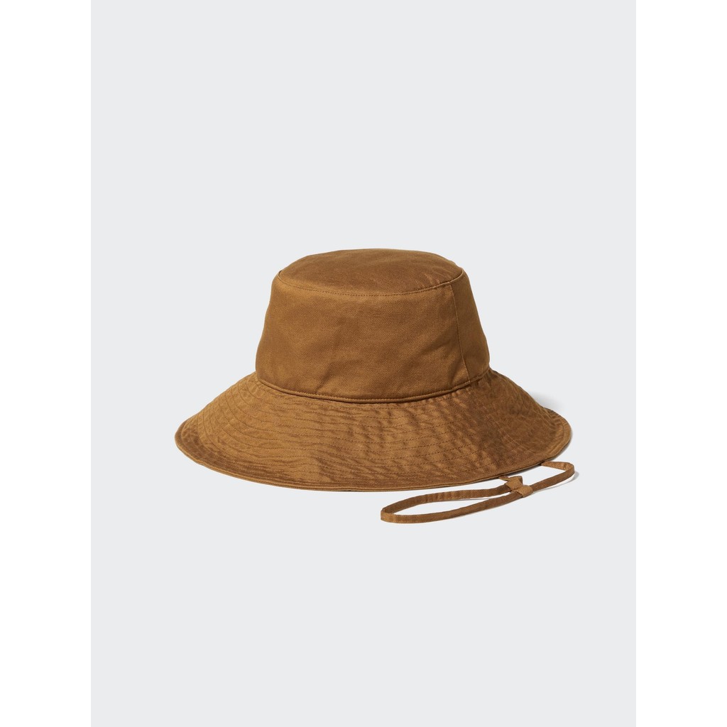 Uniqlo Topi Brim Lebar Katun Linen Proteksi Sinar UV
