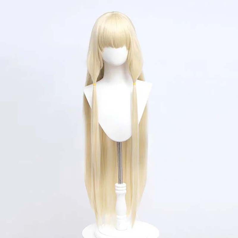 Anime Chobits Chi Cosplay Wig Long Straight Light Golden Wig Chobits Chi Heat Resistant Fibre Wigs