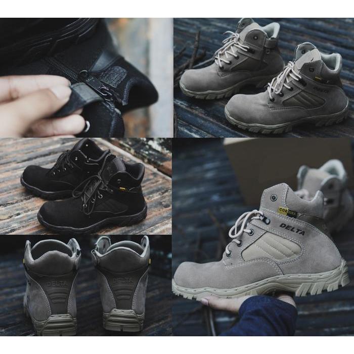 BISA COD  SEPATU SAFTEY BOOTS PRIA UJUNG BESI PDH SLETING TERLARIS