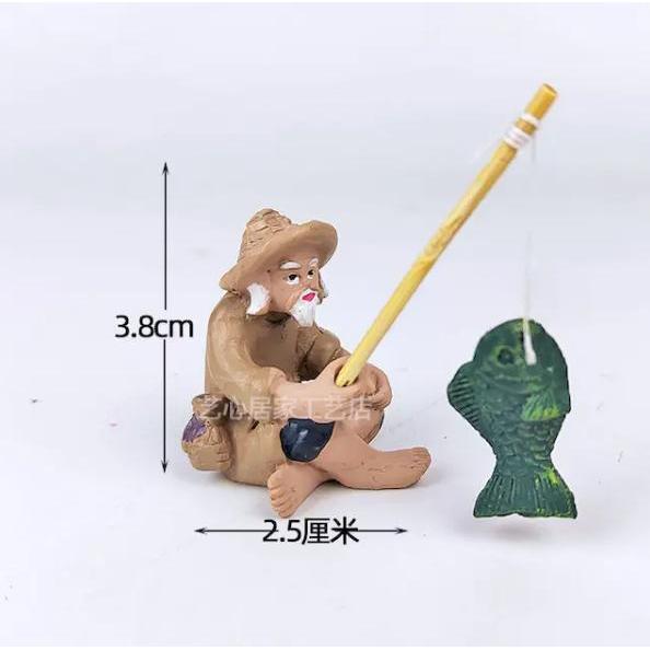 Hiasan Aquarium Orang Mancing Ornamen Kolam Aquarium Aquascape Miniatur Orang Mancing