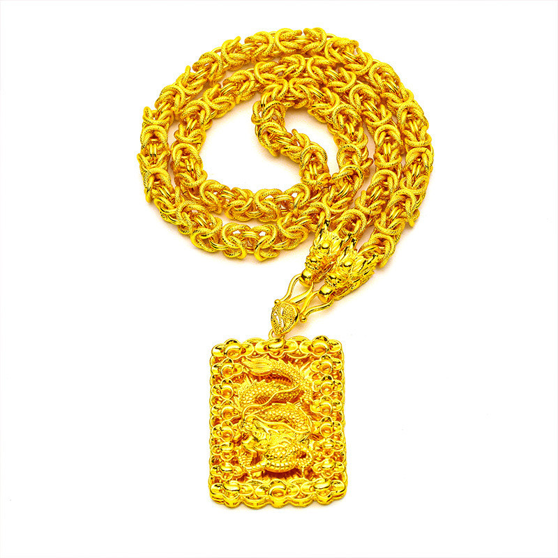 Bold Dragon Pendant Men 24K Gold AU999 - Sharp 3D dragon carving, 24K/AU999 pure gold, heroic bold