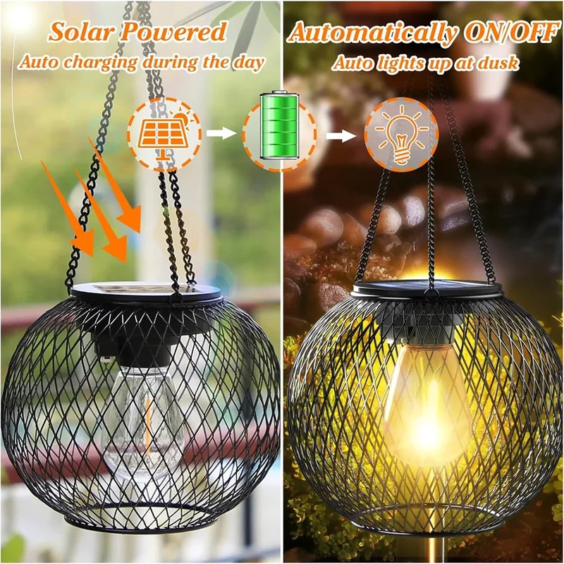 Solar Lantern Outdoor, Ortiny Upgraded Solar Lights for Outside Decorative Outdoor Hanging Lights